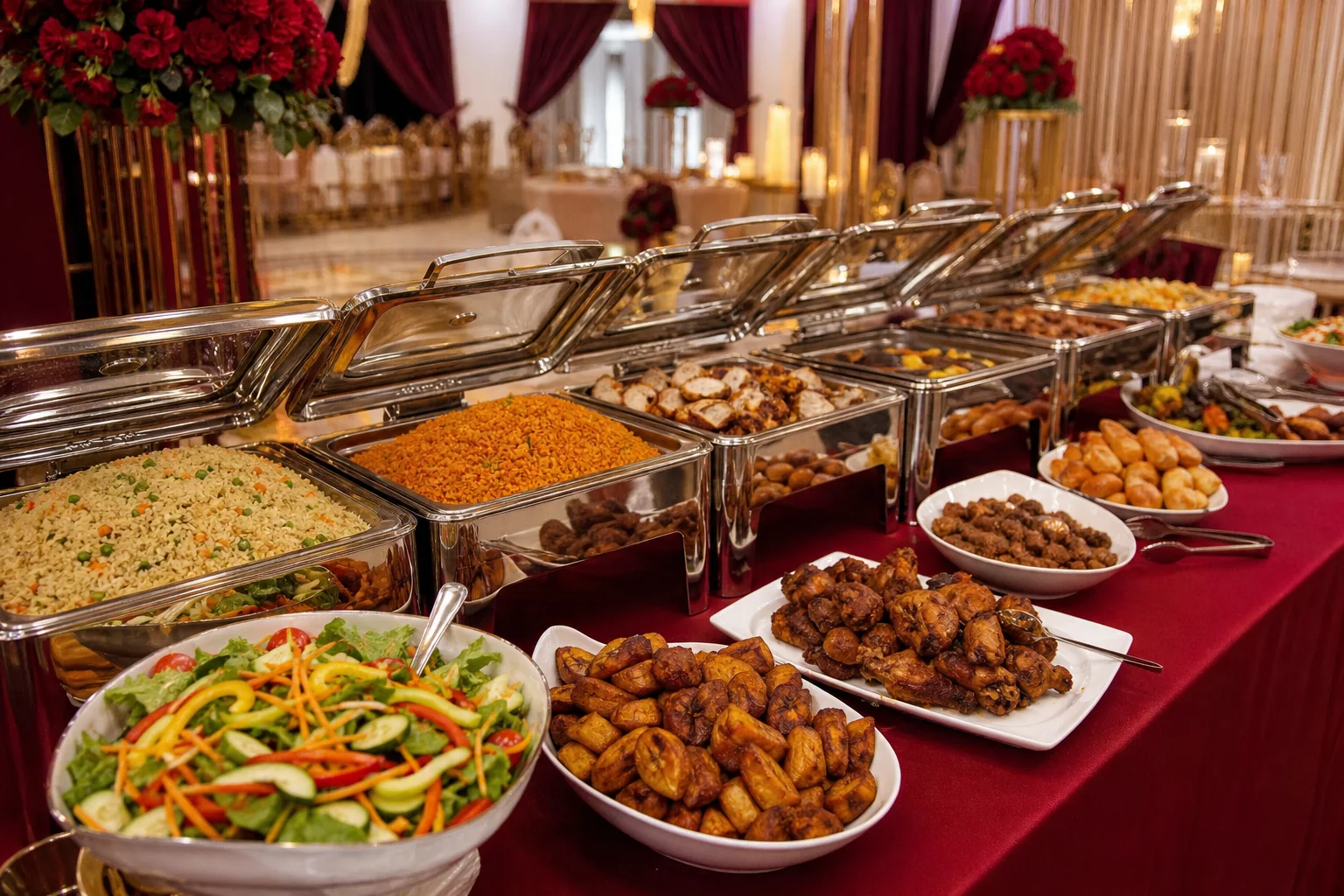 Premium West African buffet setup